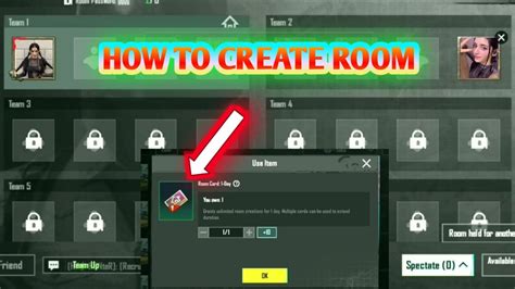 pubg room card|pubg mobile create a room.